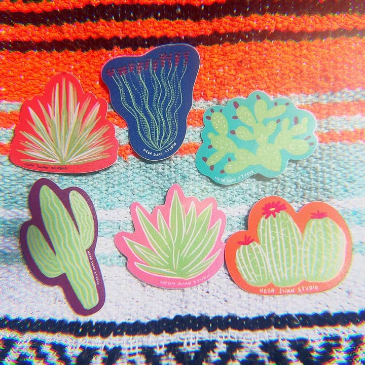 Desert Flora Sticker Pack for wholesale by Neon Swan Studio LLC