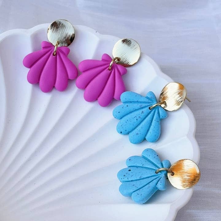 Shell Pop - Orecchini Conchiglia Rosa/Turchese per la vendita all'ingrosso da parte di DUESTELLE ITALIA