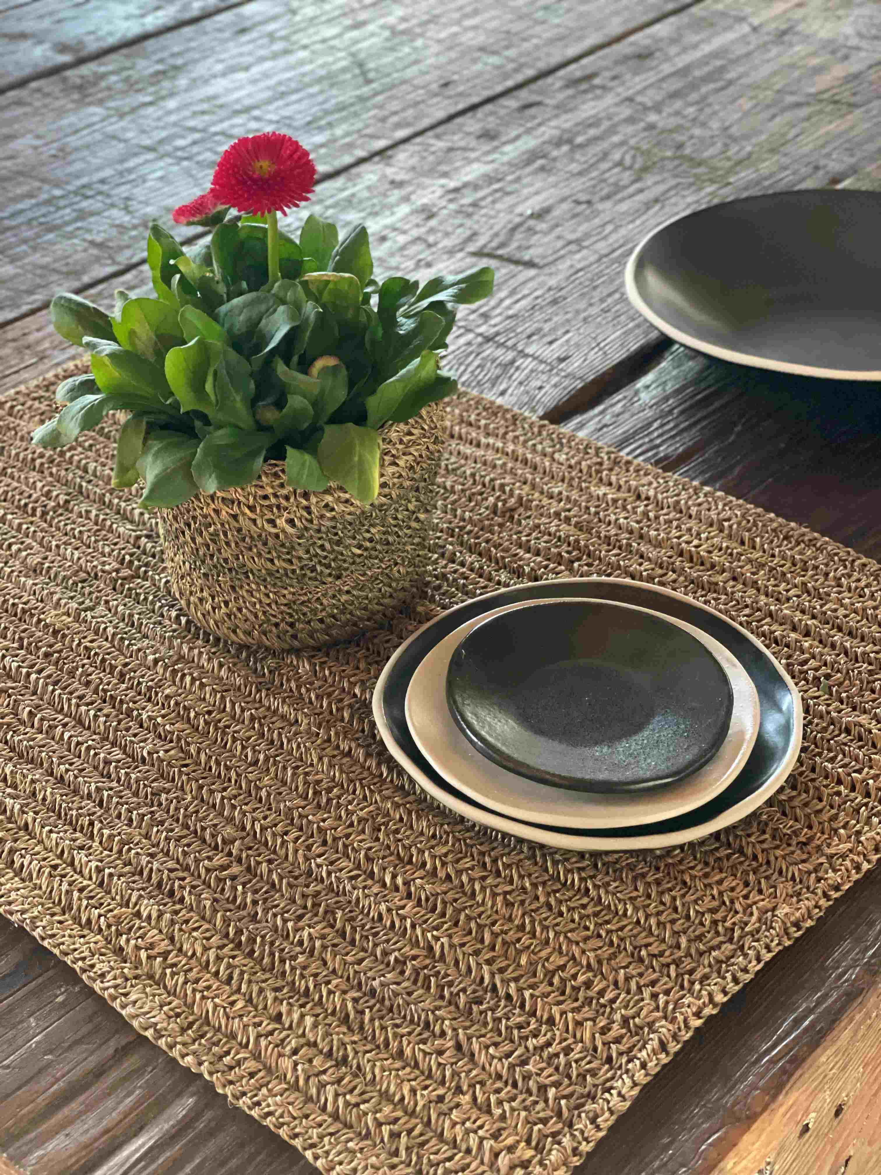 Fiorirà un giardino - Vendita all'ingrosso Vasi per piante - Cachepot Uncinetto Abaca Interno Plastica Lino D12 H10 cm1