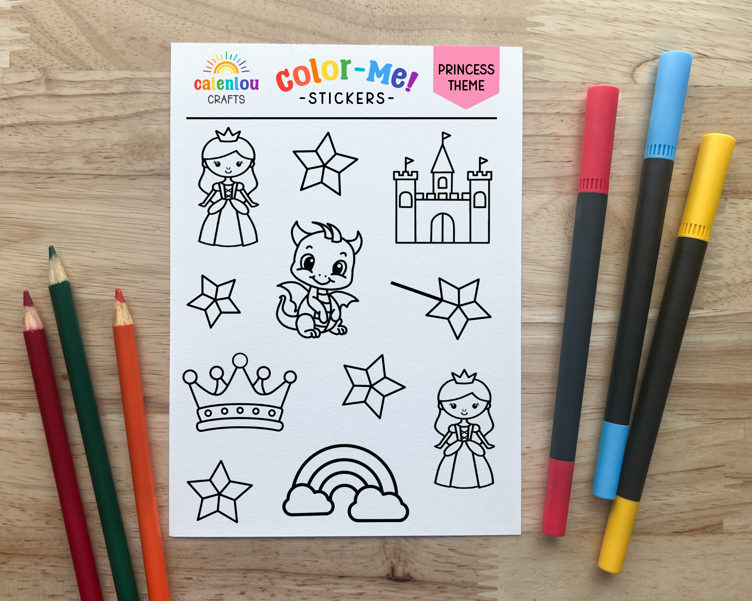 Calenlou Crafts - Wholesale Sticker - Kids & Baby - Princess Color Your Own Stickers0