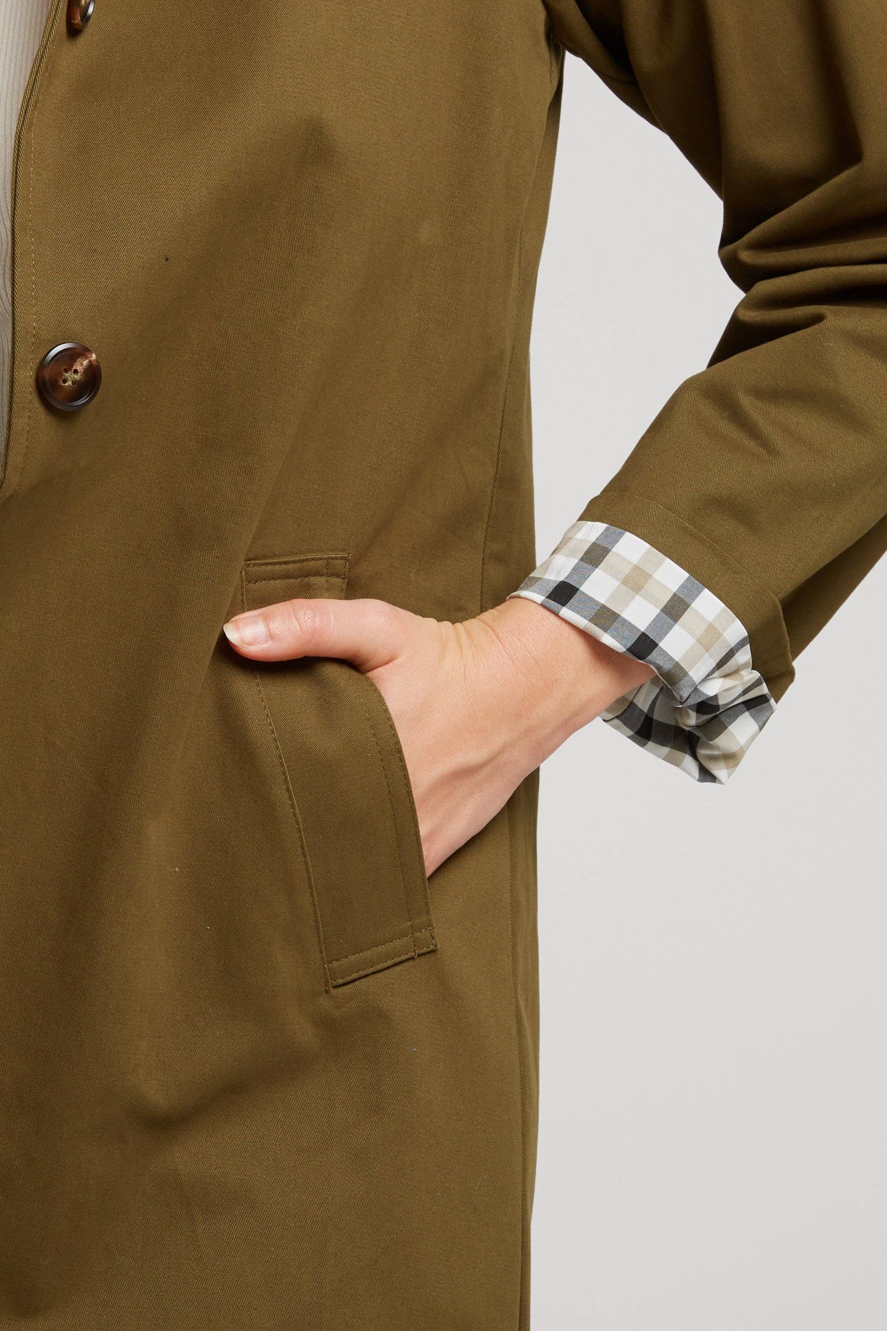 Andy & Lucy - Venta al por mayor Gabardina - Mujer - MANCHESTER - Trench coat largo con forro a cuadros3