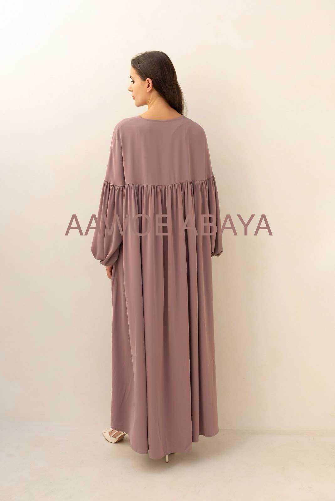 Aawoe Abaya – Hijab - Mulher por atacado – Vestido Abaya Chic com Mangas Bufantes - 2432-ROB7