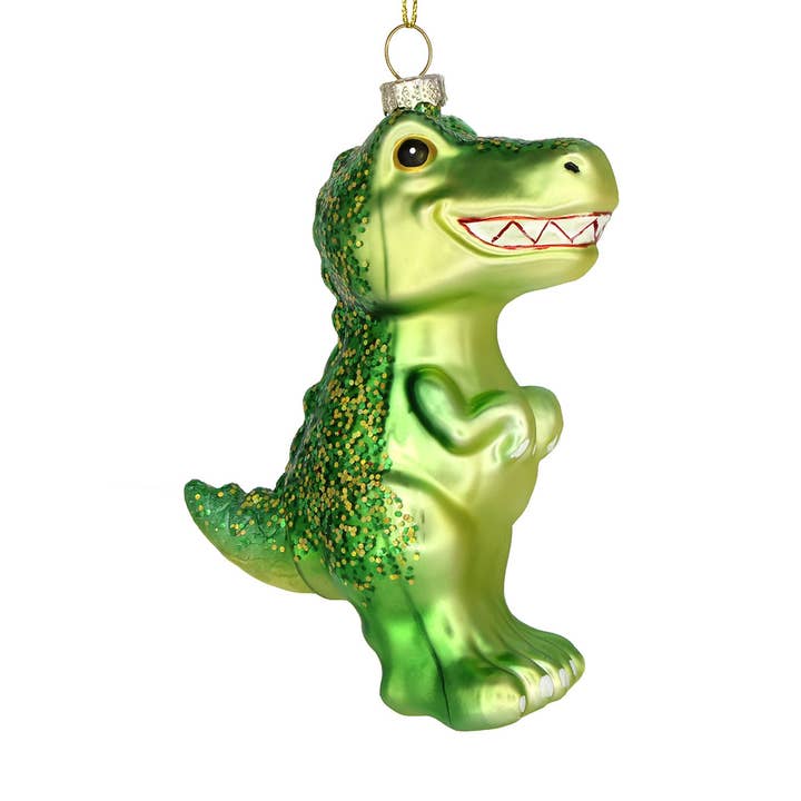 Chive - Wholesale Ornament - Happy Dino, Cute Baby’s First Retro Glass Christmas Ornament0