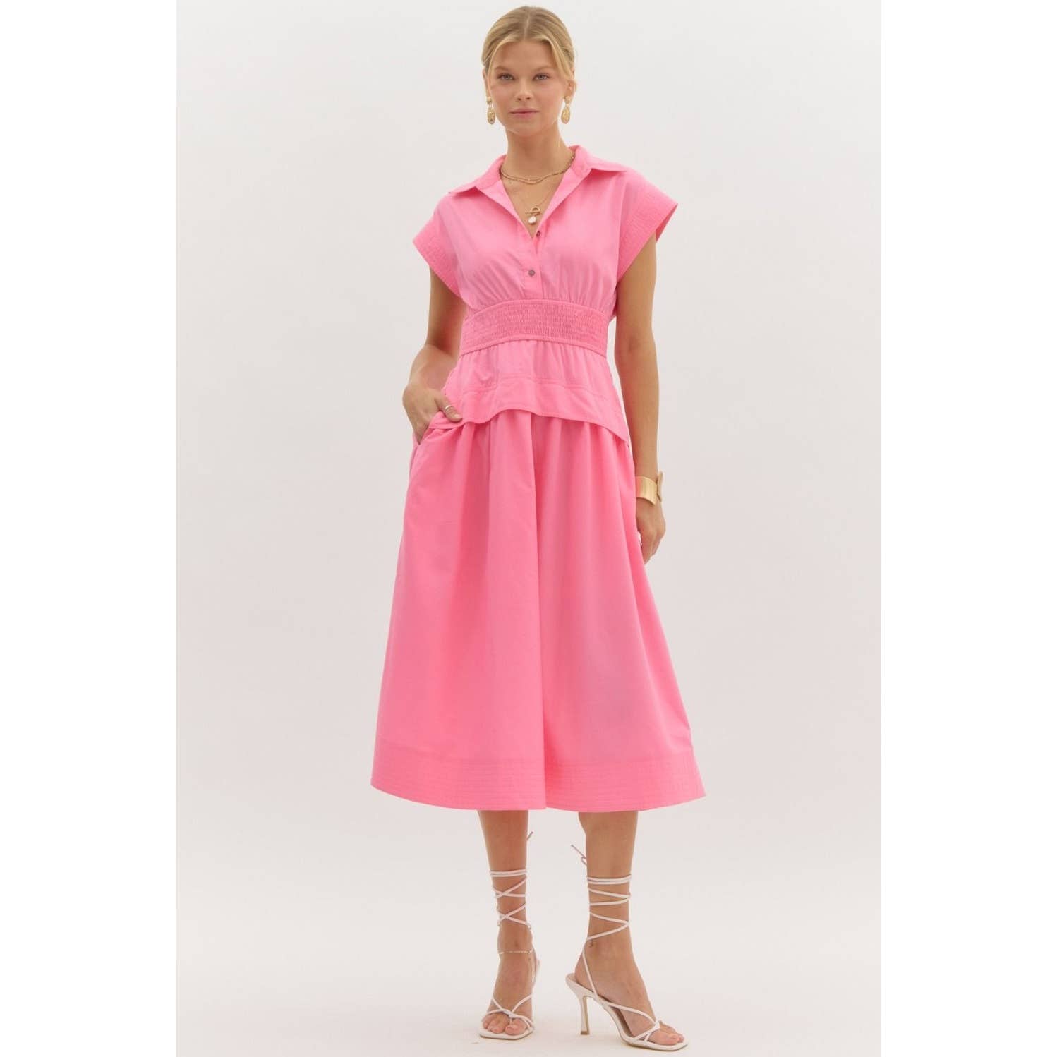 STYLE USA - Wholesale Dress - Women's - Solid cap sleeve midi dress15