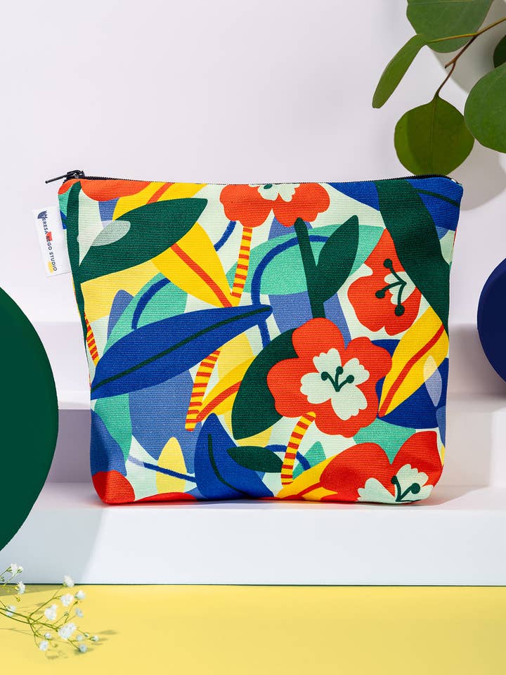 Pouch Bag Burgundy Flower Pattern for wholesale by Teresa Rego