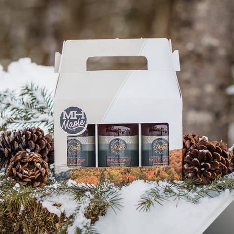 Meridan Hill Maple Farm - Wholesale Maple Syrup - Pure Organic NH Maple Syrup Leo Glass Bottle 3 Pack Gift Set