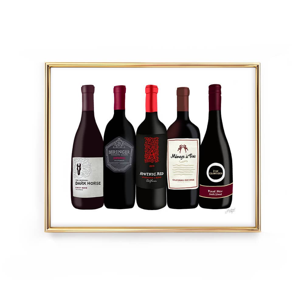 Lindsey Kay Collective - Wholesale Art Print - Red Wine Bottles - Art Print0