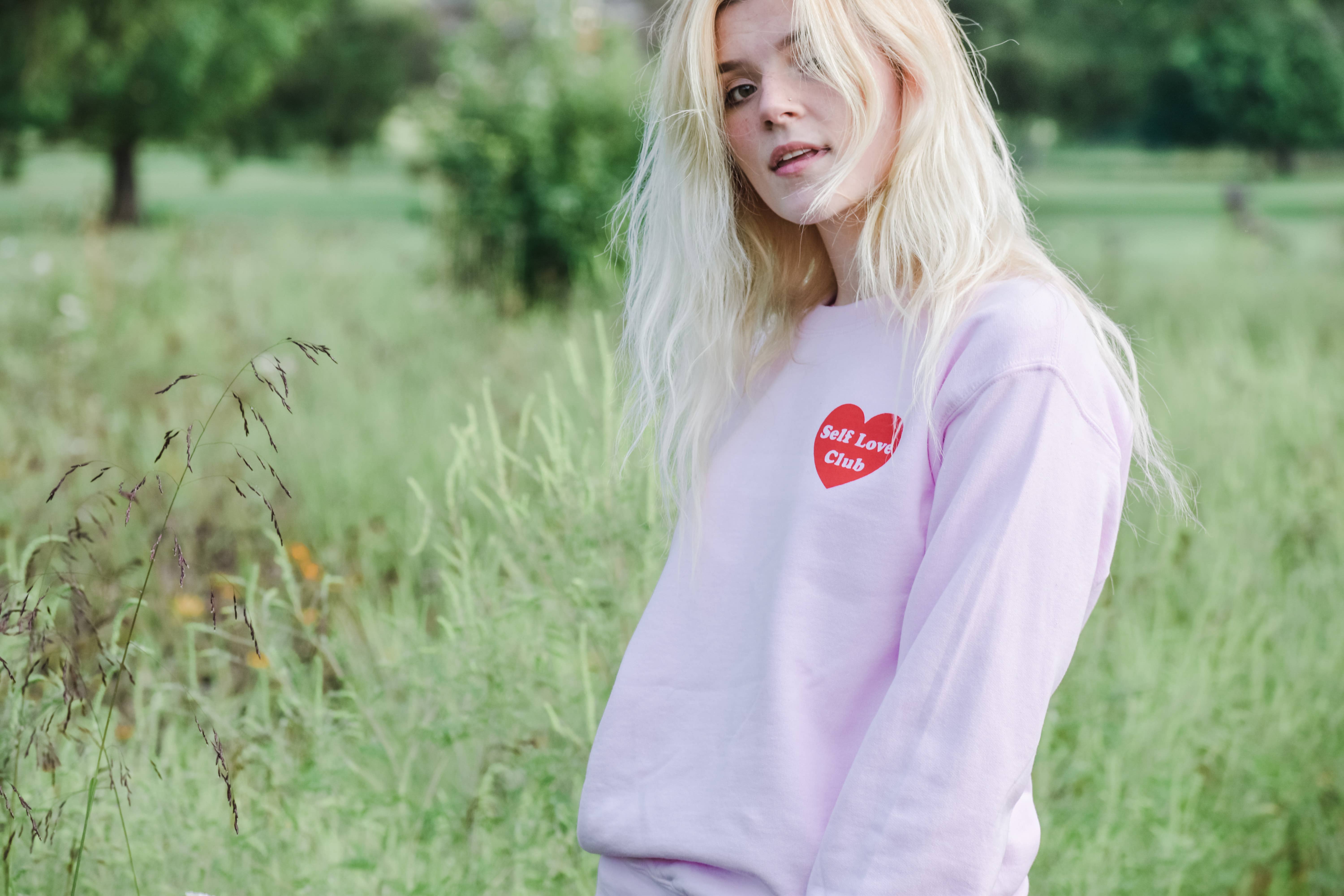 The Funnel Cake Tree – wholesale Graphic sweatshirt – Women’s – Self Love Club Crewneck Pullover2