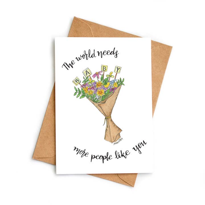 The World Needs More People Like You Baby Card for wholesale by Stem and Soul
