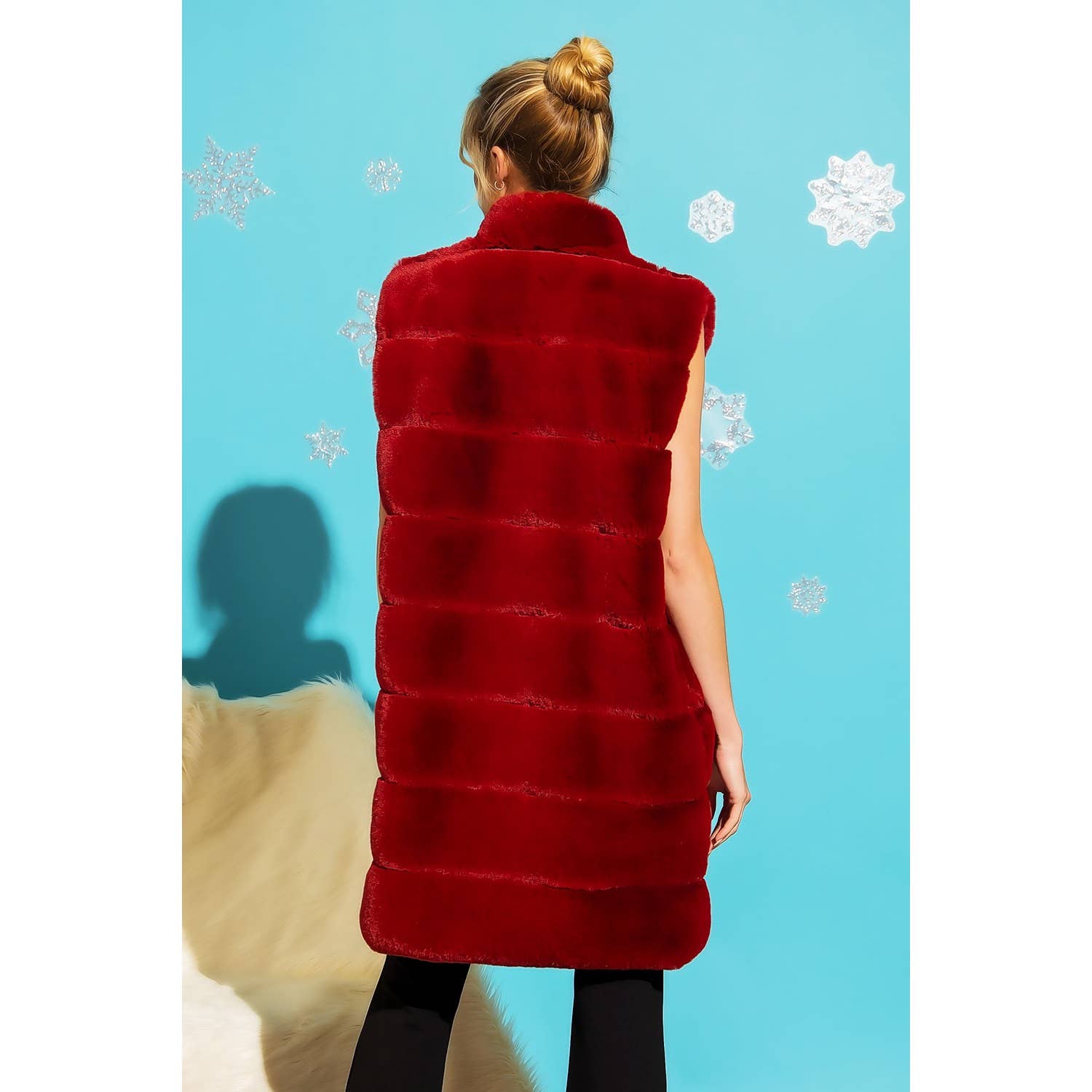 Sweet Generis - Vente Veste sans manches – femme - GILET BOUFFANT LONG EN FOURRURE À COL MONTANT5