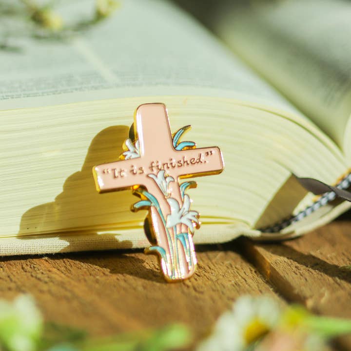 LuminaSalina - Wholesale Brooch - All Things Grow – Bird Lily Cross Metal Brooch | Enamel Pin | Gift4