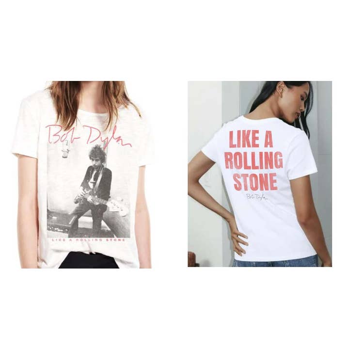 WHITE BOB DYLAN ROLLING STONE UNISEX TEE for wholesale on Faire