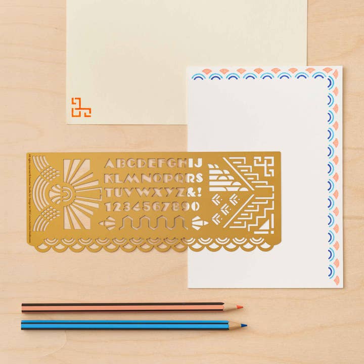 Another Studio - Wholesale Stencil/Craft Die - Art Deco Design, Art & Craft drawing Stencil in brass metal