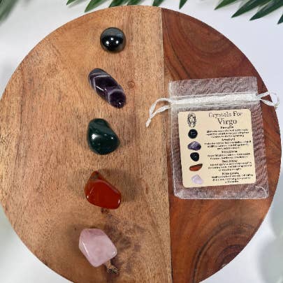 CaNatureLover - Vendita all'ingrosso Pietra/cristallo spirituale - Set cristalli VIRGO, set di 5 cristalli ZODIAC HOROSCO6