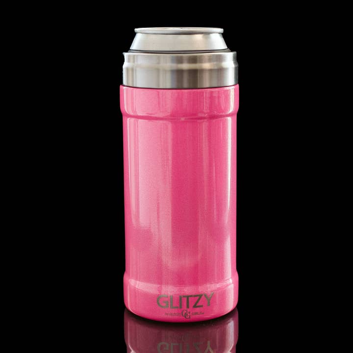 Glacière Glitzy Skinny 12 oz Glitzy Pink Glitter pour la vente par Glitzy Coolers