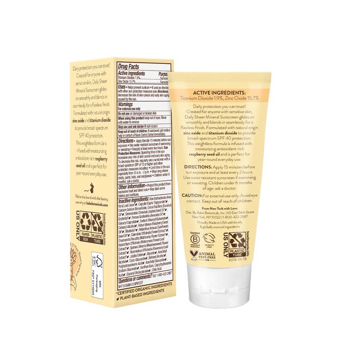 Babo Botanicals - Wholesale Sunscreen - Daily Sheer Mineral Sunscreen Lotion SPF40