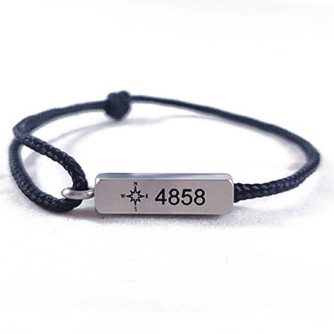 Pulsera brújula en plata/carbón para venta al por mayor de Compass Bracelets