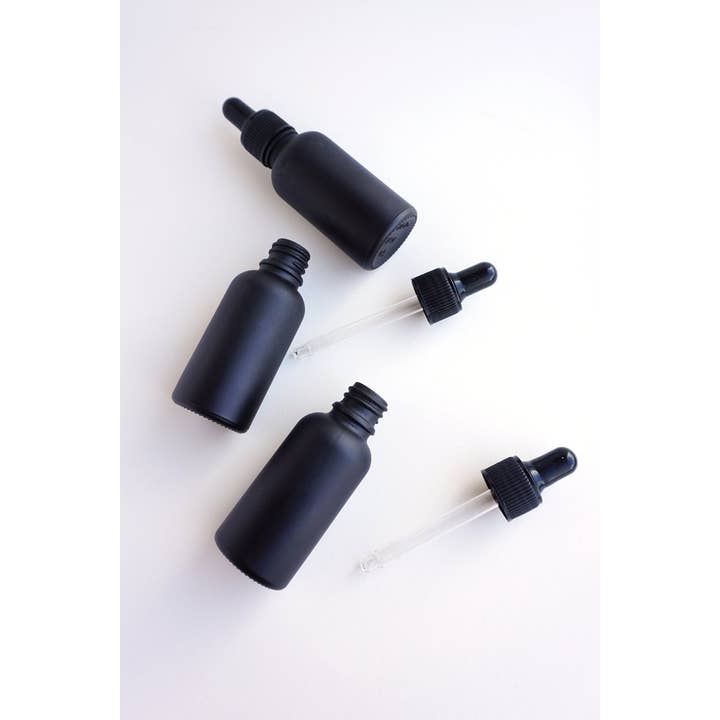 The Bottle Shoppe - Wholesale Essential Oil Holder - 2oz Black Matte Glass Bottle with Black Glass Dropper