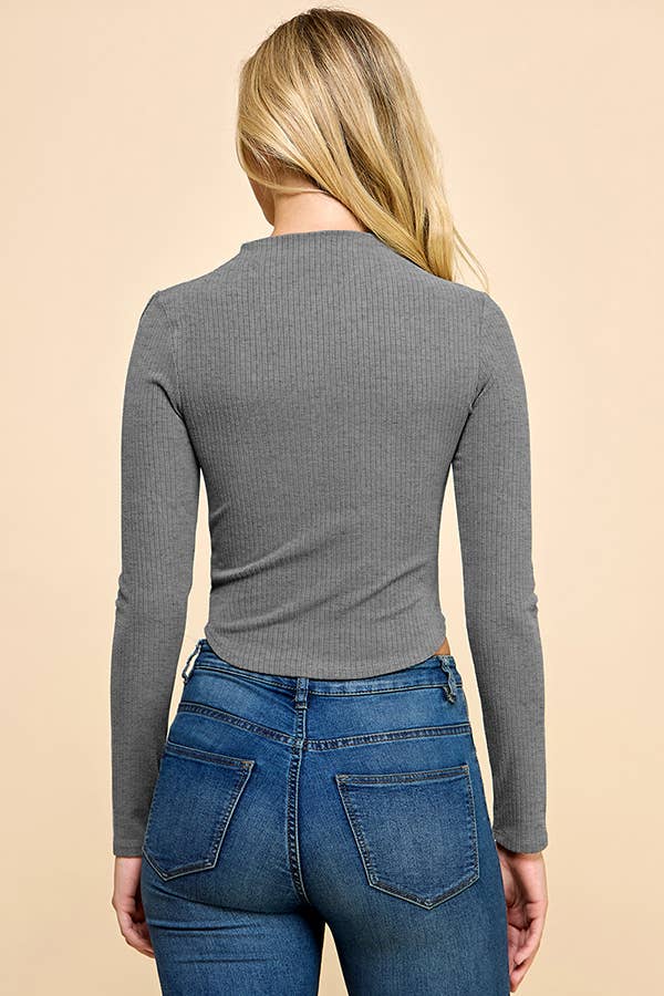 Heart & Hips - Wholesale Knit Top - Women's - RT53541L - ASYMMETRICAL CUT OUT RIB LONG SLEEVE TOP11