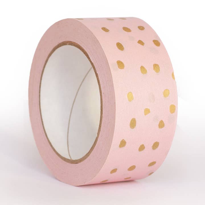 Ruban rose à pois dorés, ruban d'emballage pour la vente par Packplan