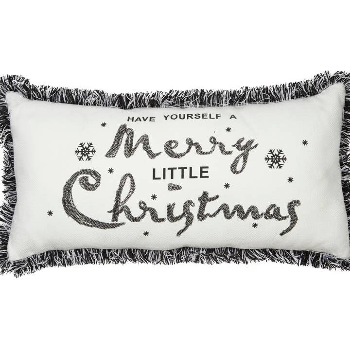Feliz Almofada de Natal Aparada com Franjas, 10" x20" por atacado de Xia Home Fashions & Manor Luxe