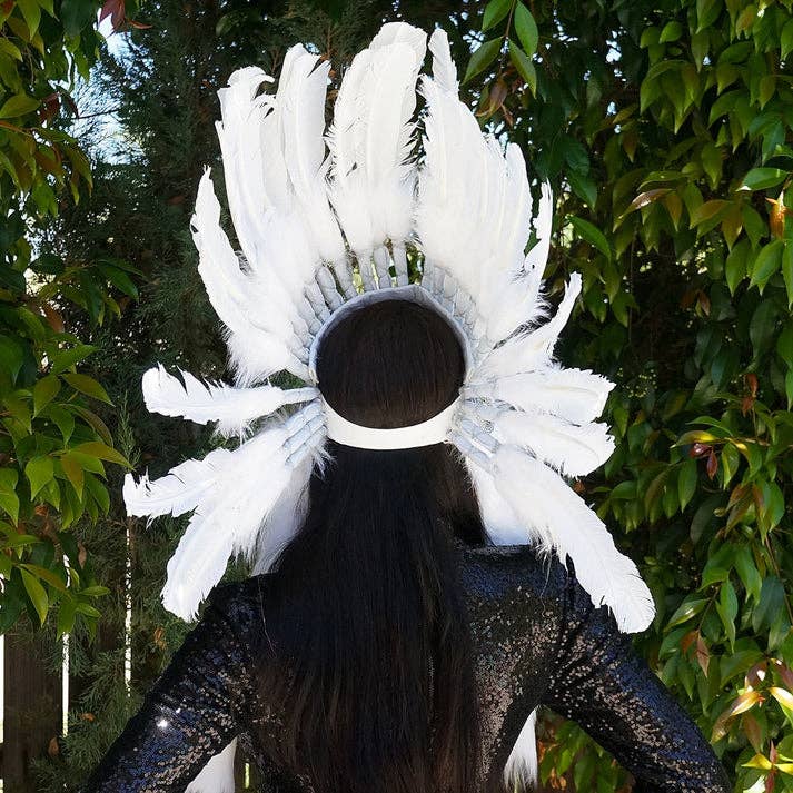 Zucker Feather Products - Venta al por mayor Disfraz - Mujer - Tocado Tribal de Plumas - Blanco3