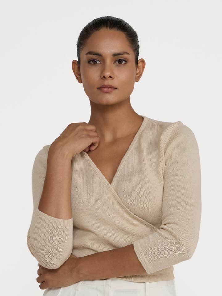 Ballet Wrap Top - Chalk for wholesale by LAUDE the Label