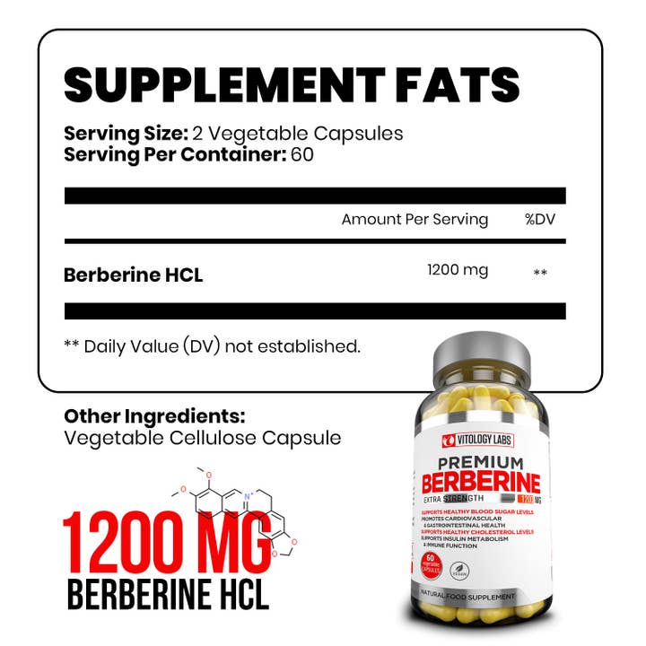 Natuspur - Wholesale Oral Supplement/Vitamin - Premium Berberine HCL Supplement 1200mg
