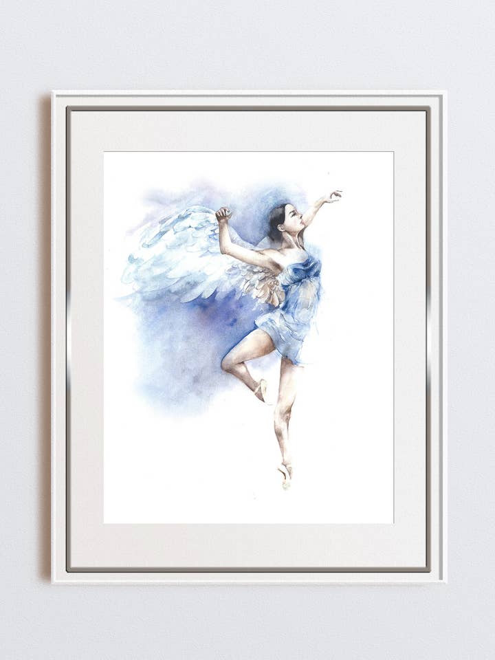 Angel Ballerina Watercolor Art, Ballet Lover Gift, Unframed for wholesale by Yuliasheart