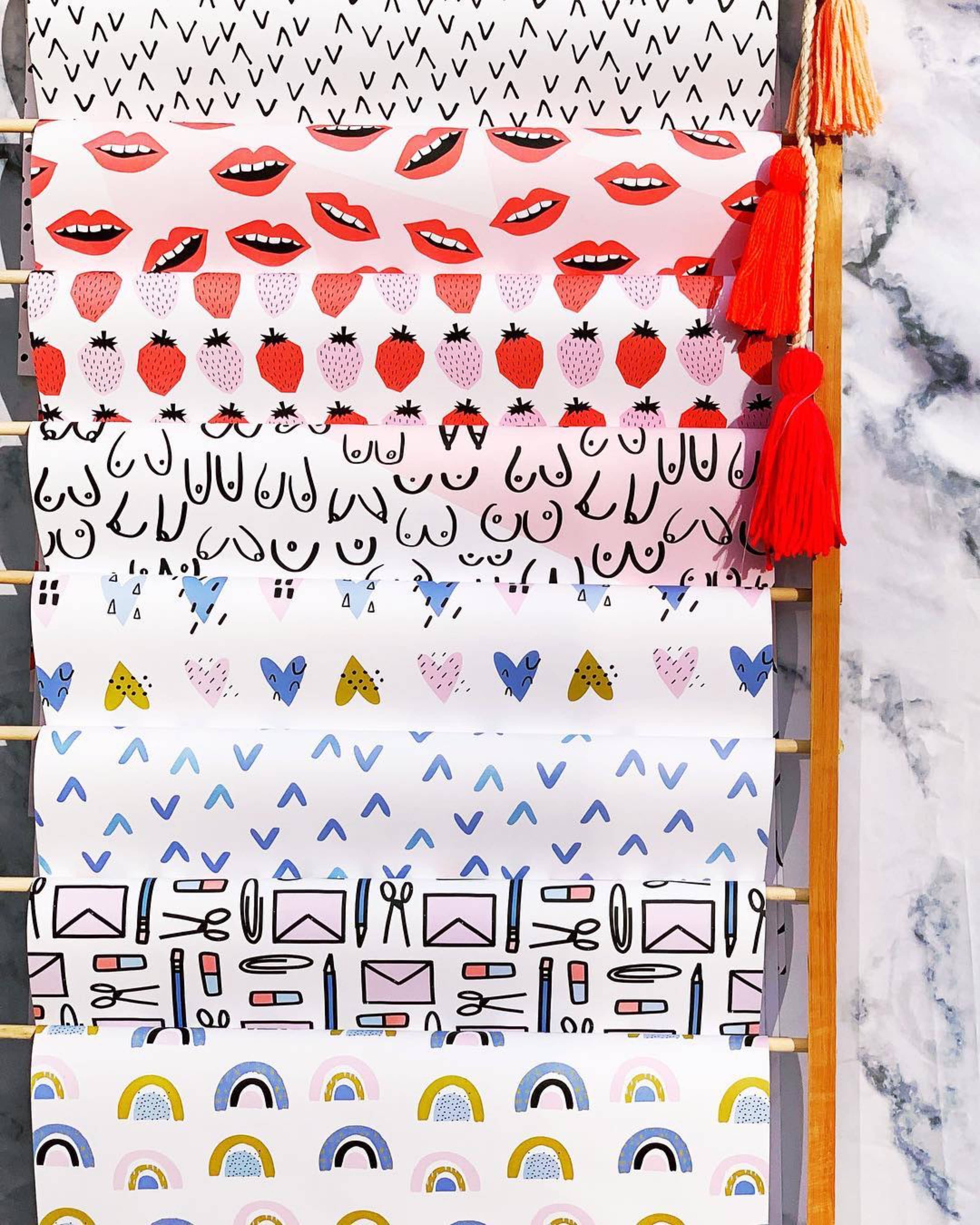 Hooray All Day - Wholesale Flat Wrap - Strawberries Wrapping Paper / Gift Wrap Sheet1