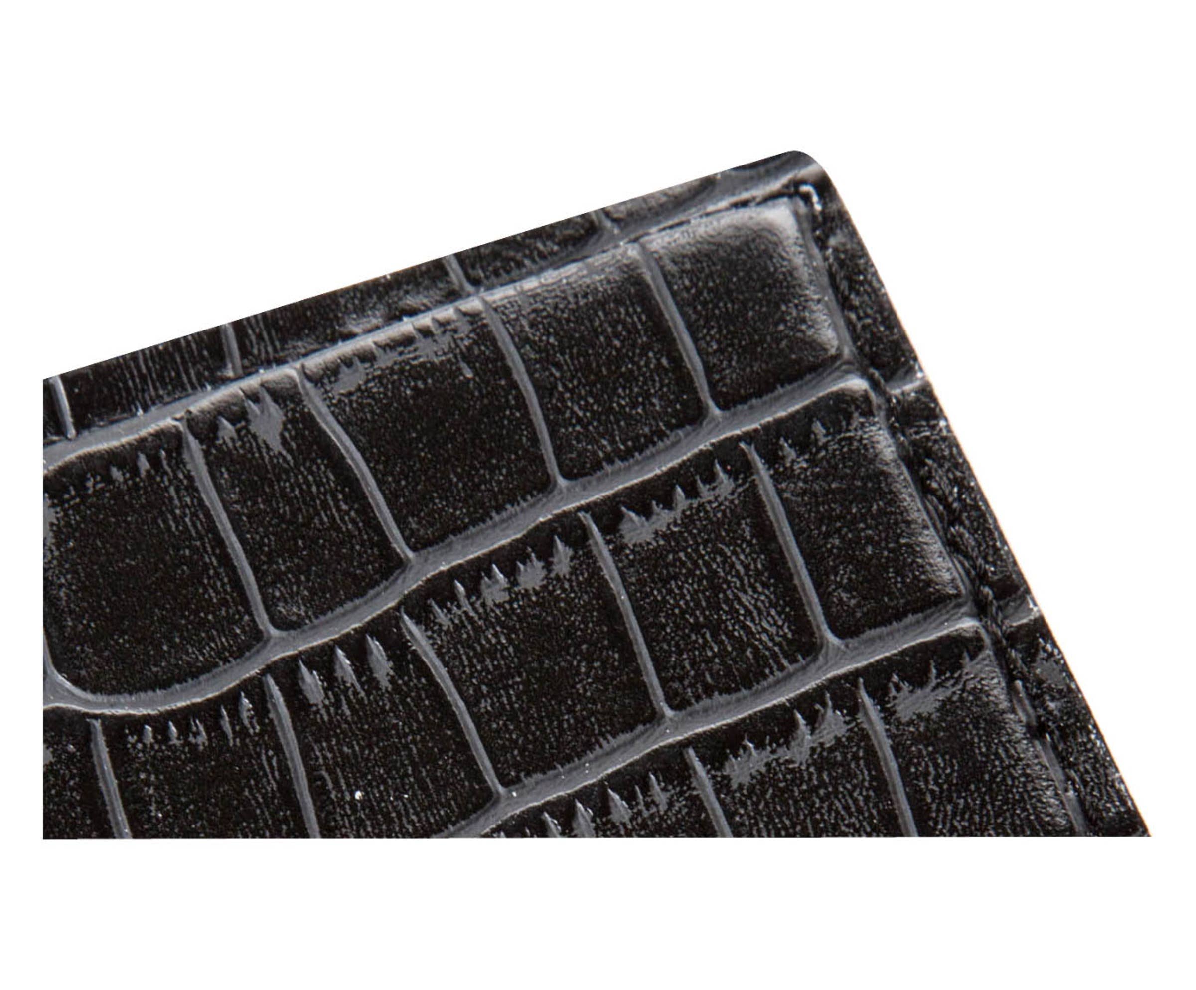 Signature Home Collection GmbH – wholesale Coasters – Set of 6 crocodile black faux leather glass coasters5