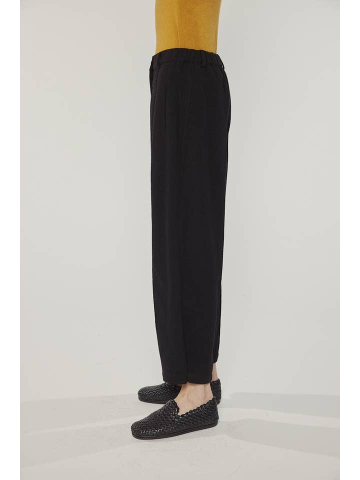 Black Wool blend pintuck pants for wholesale on Faire7