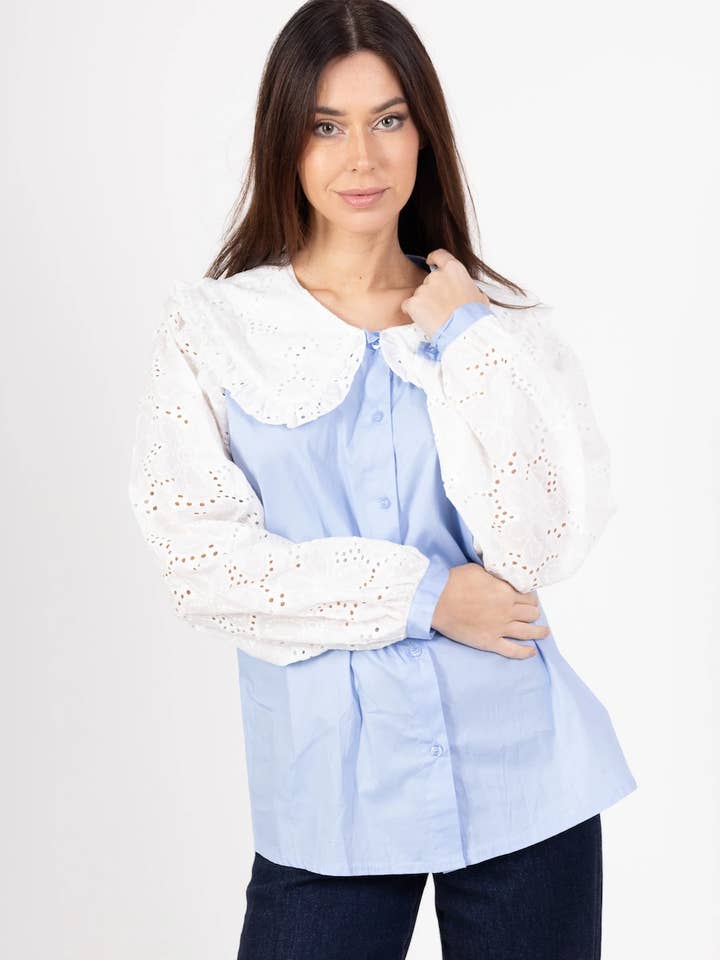 Pépouz' Paris - Wholesale Button Down Shirt - Women's - Lace Peter Pan collar shirt PC25213