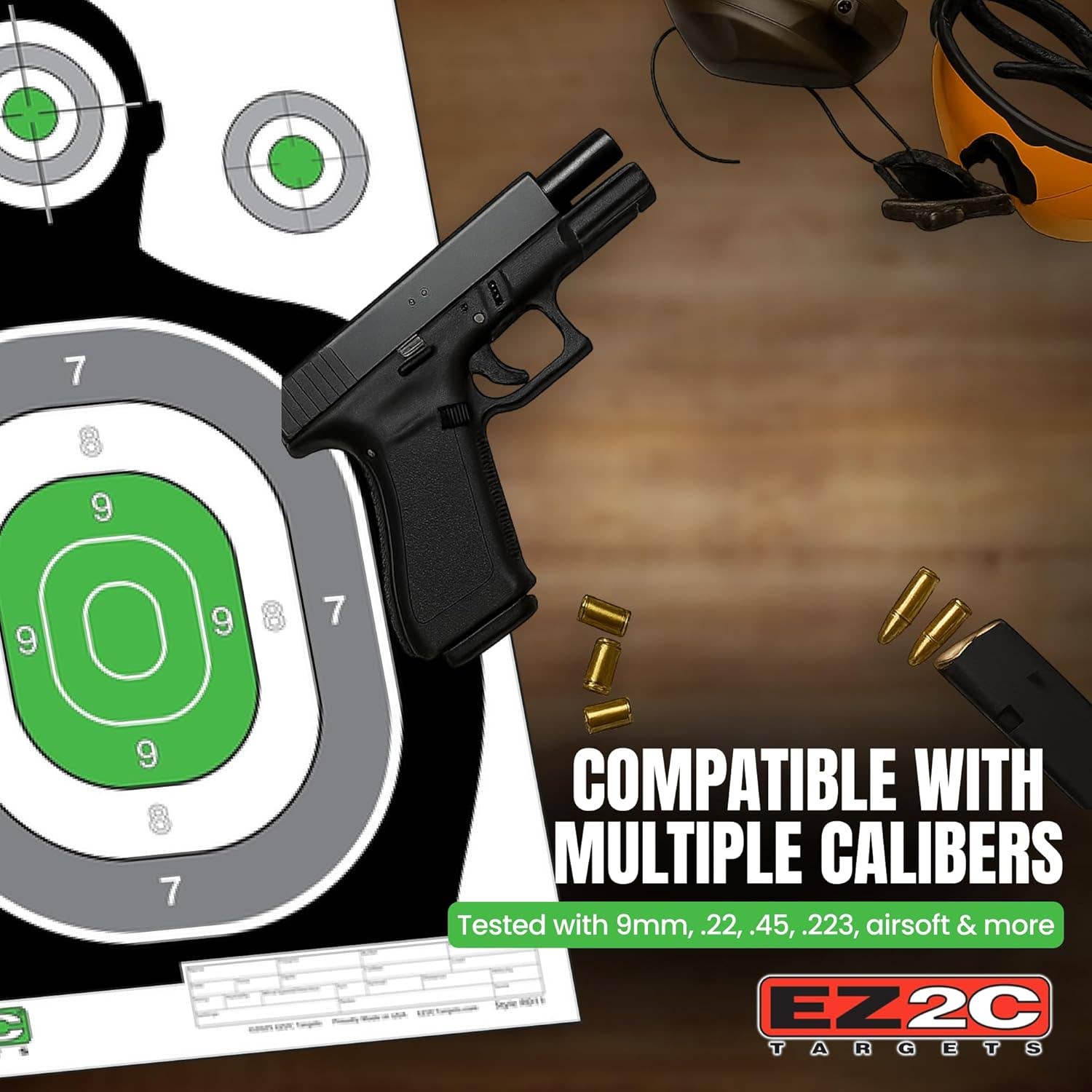 EZ2C Targets - Vente Accessoires de sport - Cible de tir silhouette verte EZ2C 12"x18", cibles en papier de qualité supérieure pour stand de tir, cadeaux pour armes à feu fabriqués aux États-Unis.9