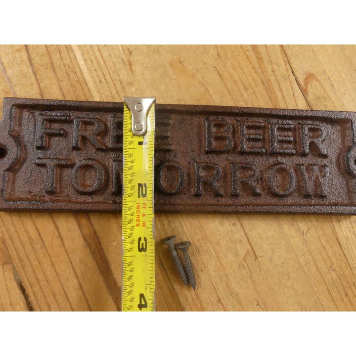 Midwest Craft House - Wholesale Sign - "FREE BEER TOMORROW" CAST IRON SIGN2