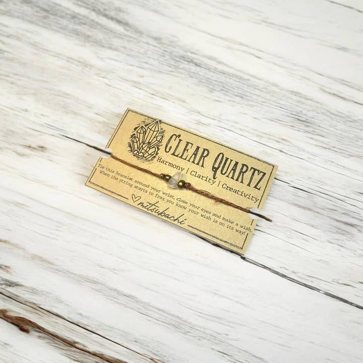 Mitsubachi - Wholesale Beaded Bracelet - Clear Quartz Wish Bracelet –Hemp Cord with Bronze Seed Beads2