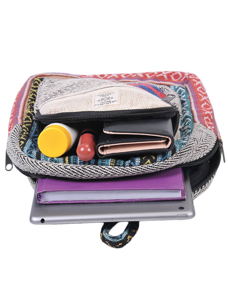 The Collection Royal / Royal Handicrafts - Vendita all'ingrosso Zaino - Donna - Zaino da giorno Mini Hippie Boho in cotone patchwork in canapa7