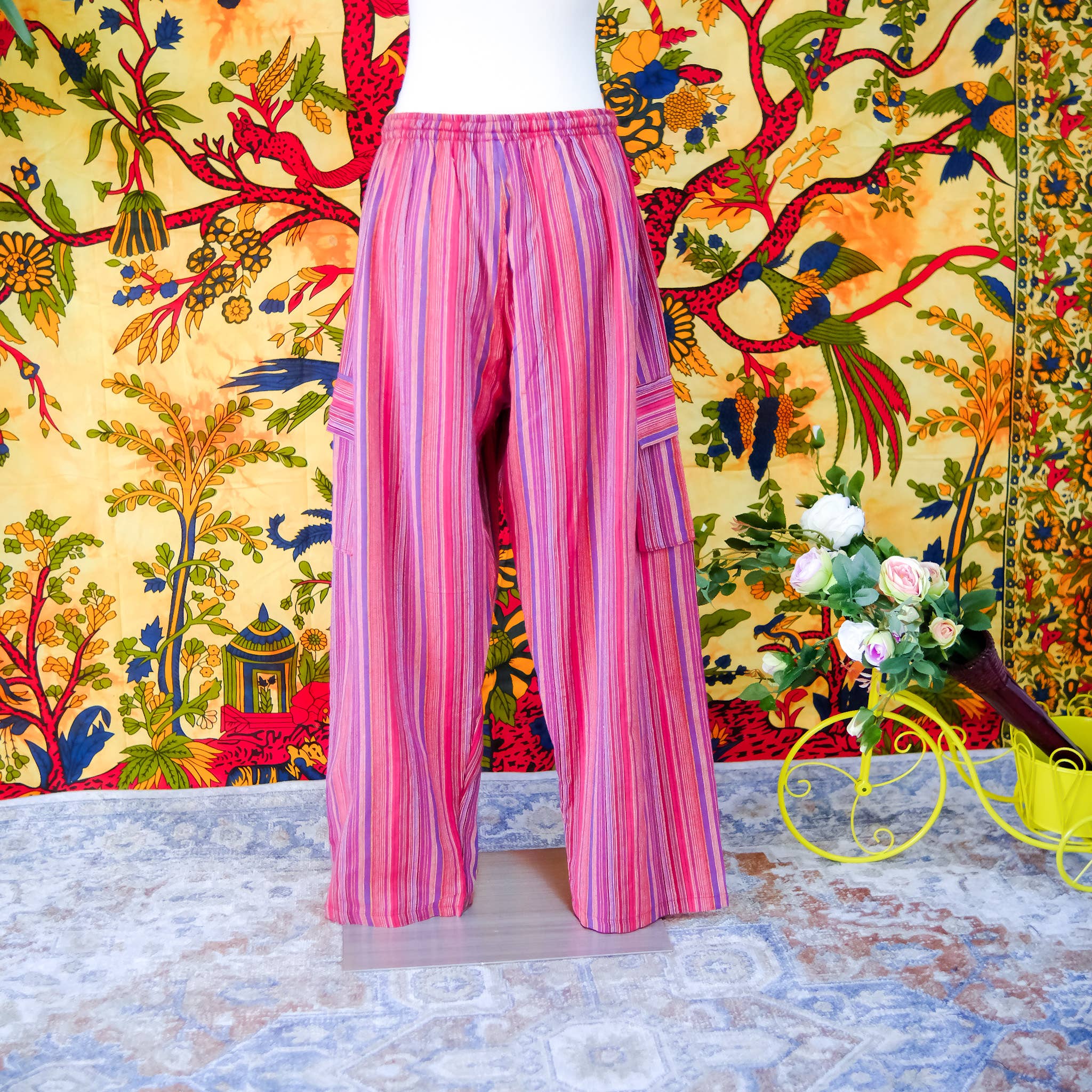 Karma Nepal Crafts - Wholesale Pants - Unisex - Multicolor Unisex Cotton Cargo Pants4