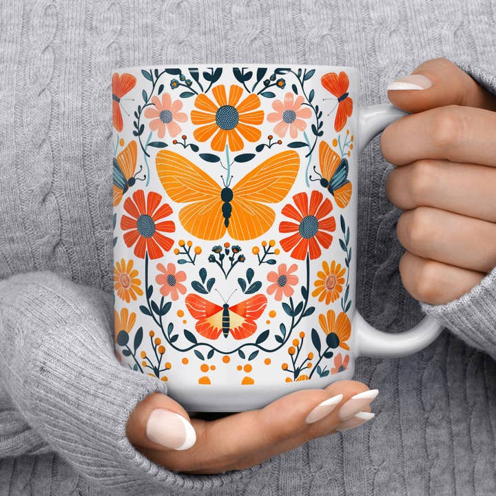 Loftipop - Wholesale Coffee Mug - Floral Butterfly Mug, Nature Flowers Botanical Gifts4