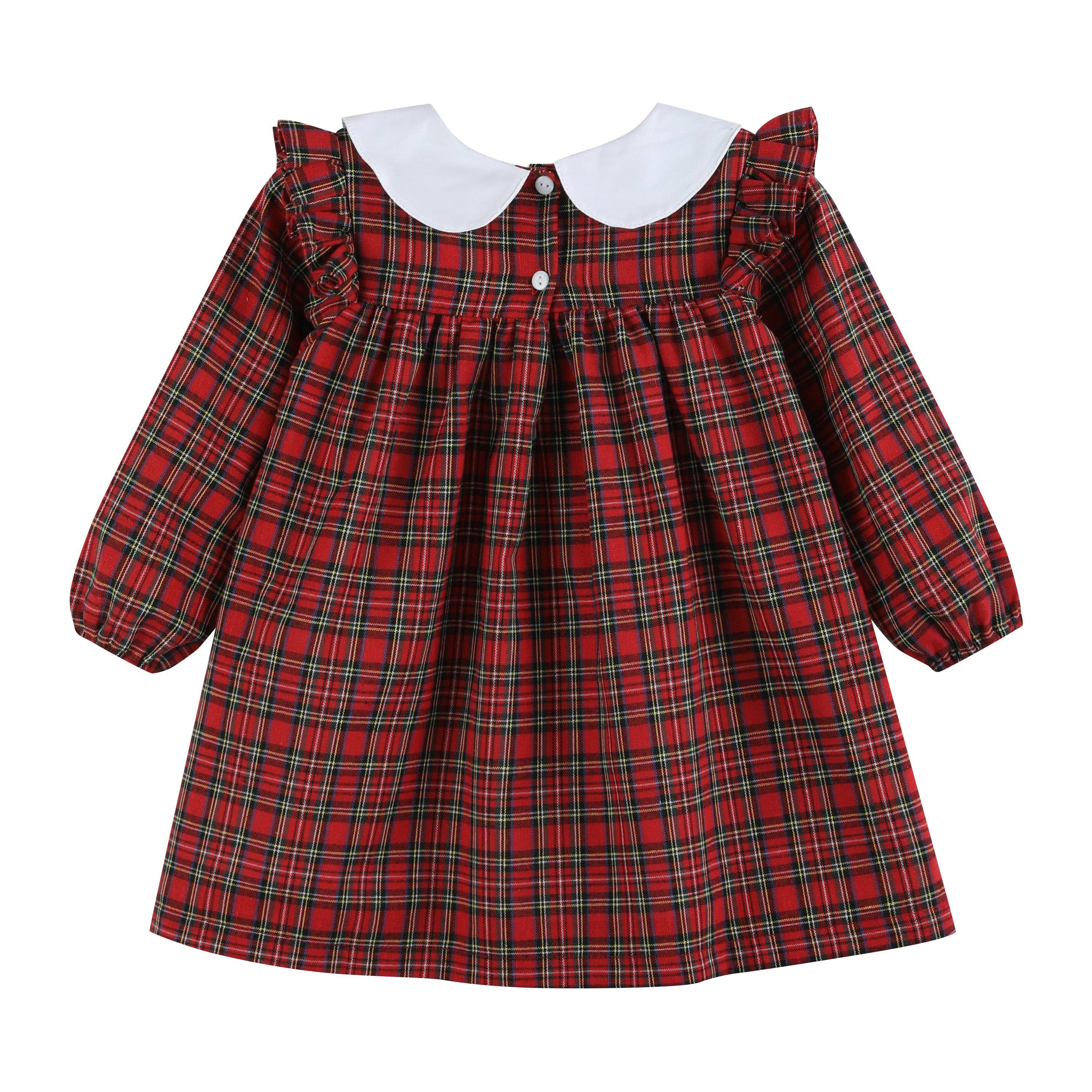Red Christmas Plaid Colllared Ruffle Dress for wholesale on Faire1