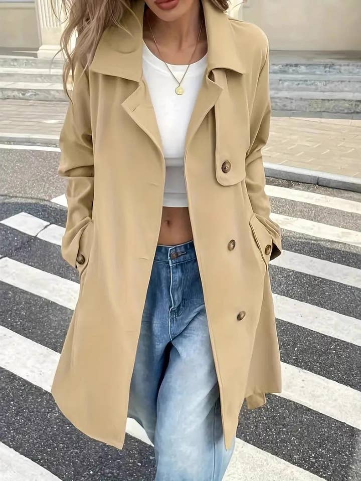 Khaki Effortless Essential lightweight trench coat for wholesale on Faire5