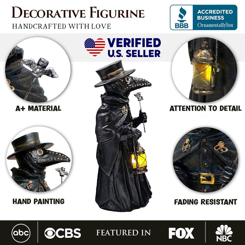 OrnamentallyYou - Wholesale Decoratief beeldje - Plague Doctor Creepy Home-beeldje, 8" LED Haunted Halloween1