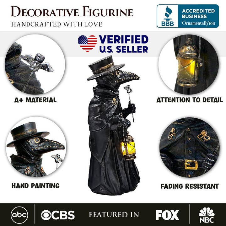 OrnamentallyYou - Wholesale Decorative Figurine - Plague Doctor Creepy Home Figurine, 8" LED Haunted Halloween1