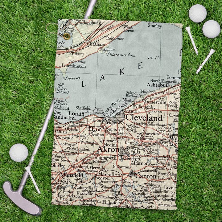 Cleveland Ohio Map Golf Towel Athletic Tennis Towel for wholesale by Daisy Mae Designs