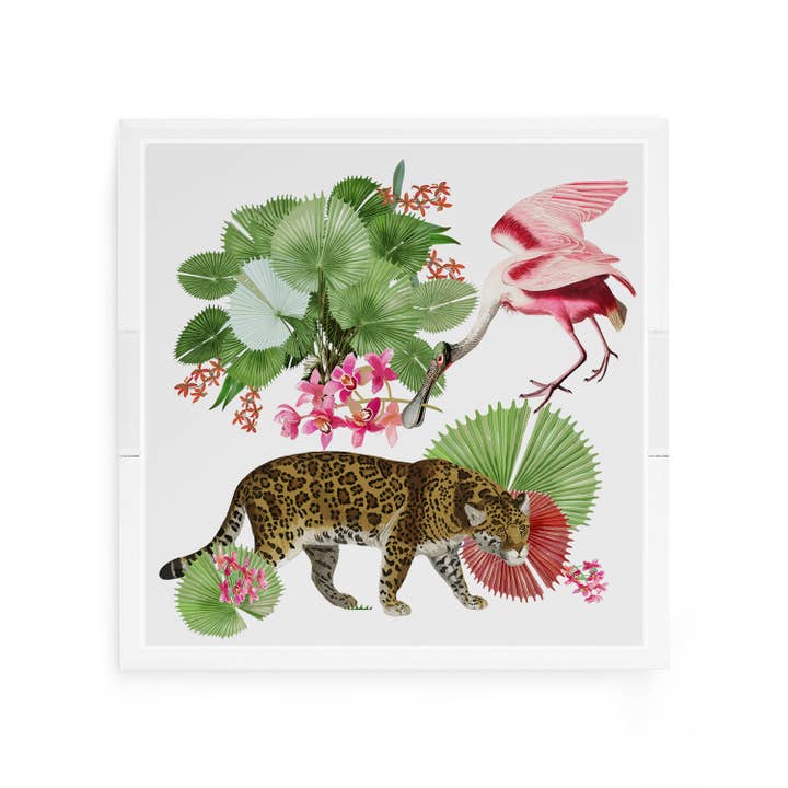 Leopard Walk Colorful Acrylic Square Decorative Tray for wholesale by Nicolette Mayer Collection