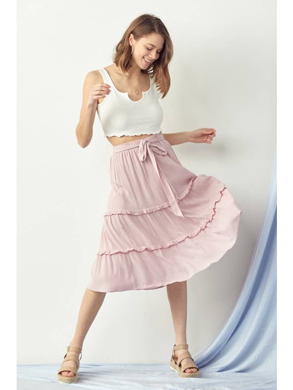 Doe and Rae - Wholesale Skirt - Women's - Ruffle Skirt With Waist Band - 6259S