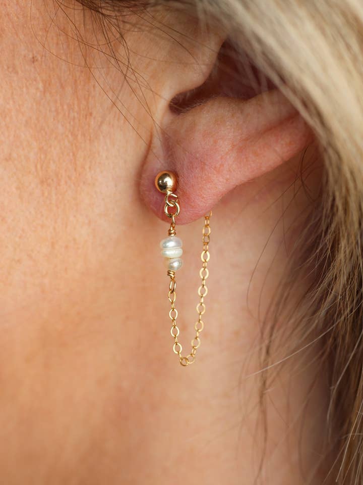 Brincos Argola Trio de Pérolas Semente por atacado de The Raw Creative