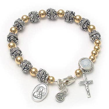 Rosenkranz-Armband „Patin“, zweifarbig für den Großhandel von EK Designs