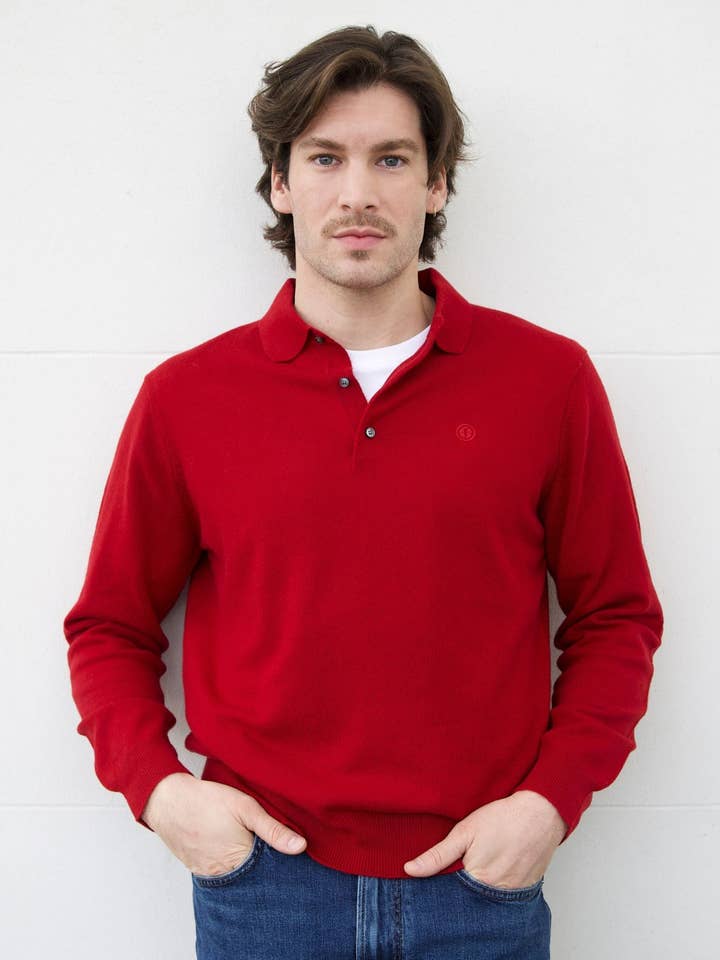Men´s Cashmere Polo Sweater Red for wholesale by Bel Cashmere S.C.