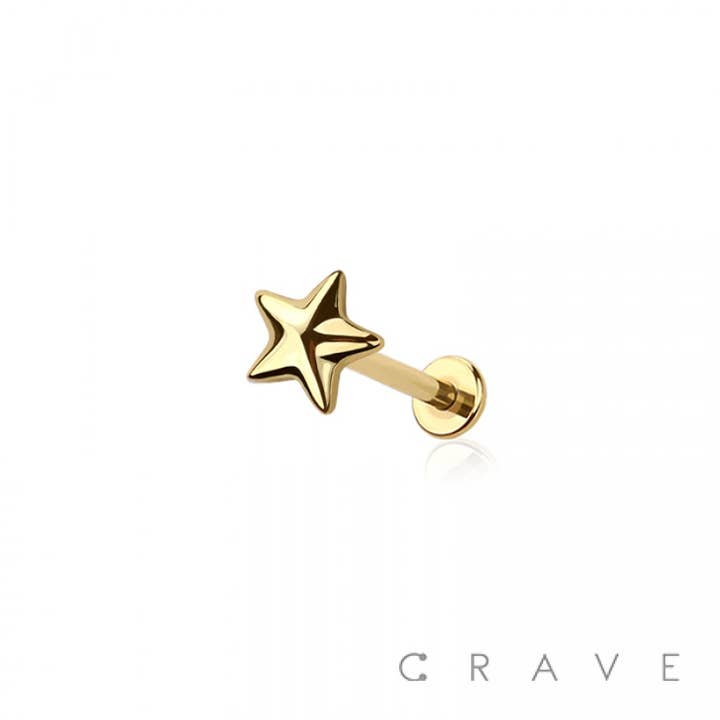 CRAVE - Wholesale Stud/Post Earrings - STAR PUSH IN TOP 316L SURGICAL STEEL LABRET SET